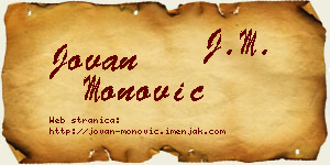 Jovan Monović vizit kartica
